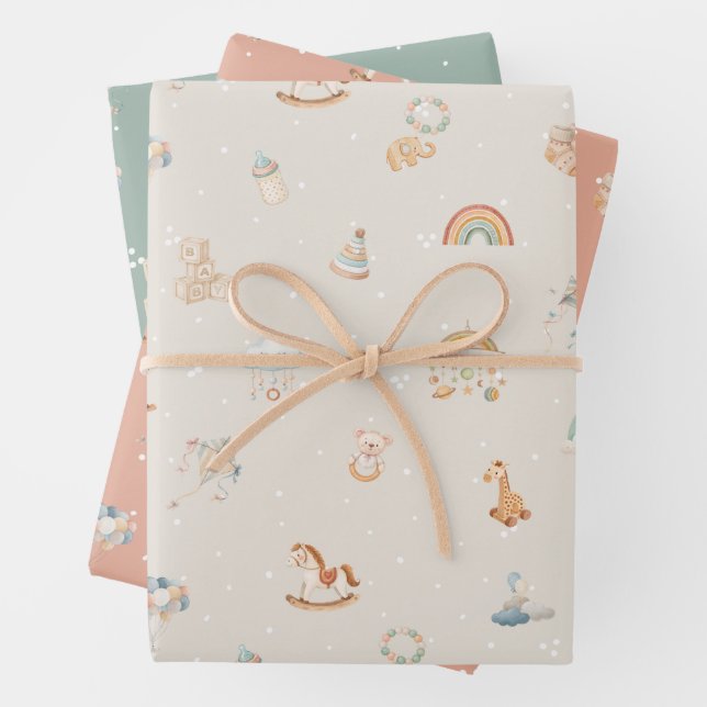 Feuille De Papier Cadeau Baby shower d'automne de Boho (En situation)