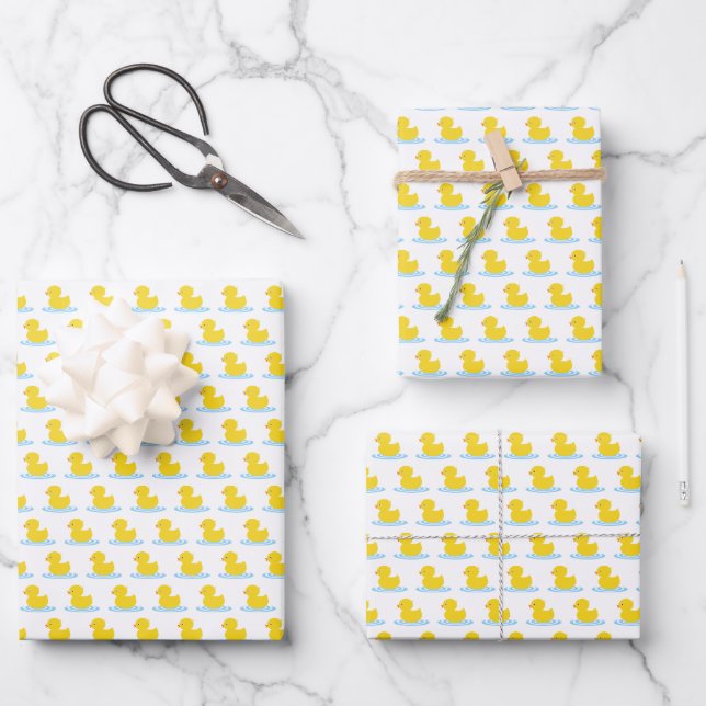 Feuille De Papier Cadeau Baby shower de canard jaune mignon (Recto)
