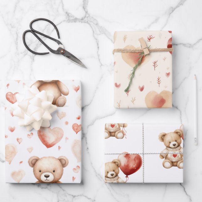 Feuille De Papier Cadeau Baby shower de coeur doux et mou en peluche (Recto)