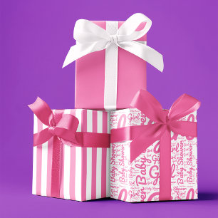 Feuille De Papier Cadeau Baby shower de script pour filles typographie tend