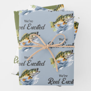 Feuille De Papier Cadeau Baby shower des pêcheurs de gros poissons de Reel