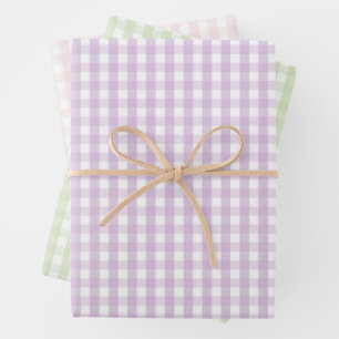 Feuille De Papier Cadeau Baby Shower Féminin Gingham à Carreaux Rose Vert V