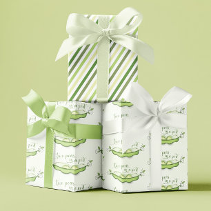Feuille De Papier Cadeau Baby shower jumeaux deux pois dans un pod