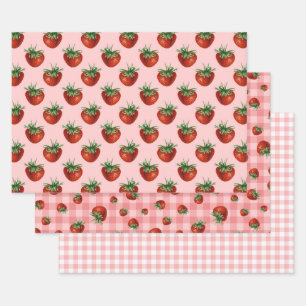 Feuille De Papier Cadeau Baby-Shower Motif Fraise