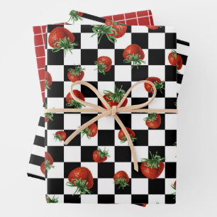 Feuille De Papier Cadeau Baby Shower motif fraise