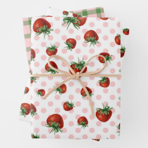 Feuille De Papier Cadeau Baby Shower motif fraise