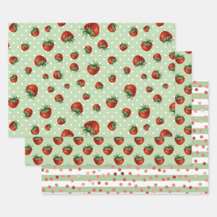 Feuille De Papier Cadeau Baby Shower motif fraise