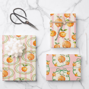 Feuille De Papier Cadeau Baby shower orange de Little Cutie