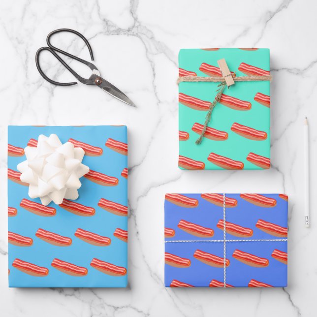 Feuille De Papier Cadeau Bacon mignon (Recto)