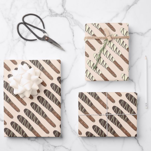 Feuille De Papier Cadeau Baguettes de Pretzel recouvertes de chocolat salé (Recto)