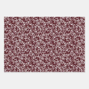 Feuille De Papier Cadeau Baies, rouge bordeaux.