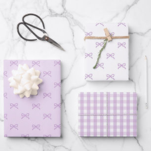 Feuille De Papier Cadeau Bain de bébé fille élégant Ruban violet Gingham Pr