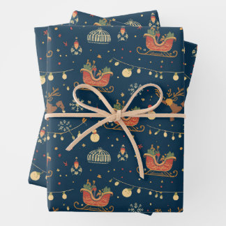 Feuille De Papier Cadeau Balade en traîneau à minuit