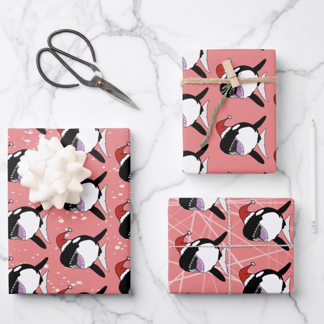 Feuille De Papier Cadeau Baleine tueuse Orca Christmas (Recto)