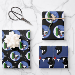 Feuille De Papier Cadeau Baleine tueuse Orca Christmas