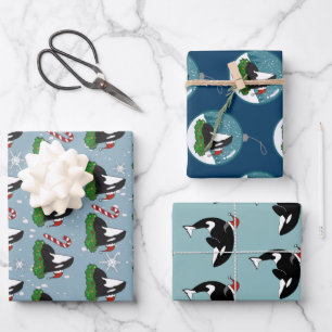 Feuille De Papier Cadeau Baleine tueuse Orca Christmas