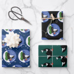 Feuille De Papier Cadeau Baleine tueuse Orca Christmas<br><div class="desc">Papier d'enveloppement Orca de Noël</div>