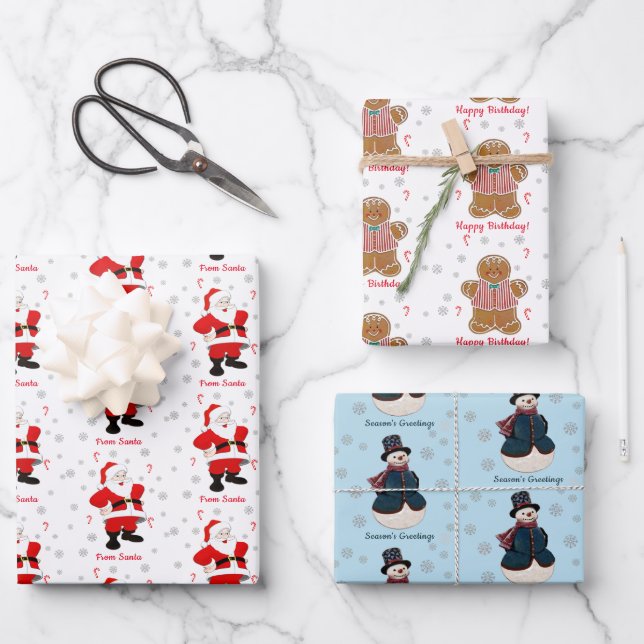 Feuille De Papier Cadeau Balise cadeau personnalisée en saison (Recto)