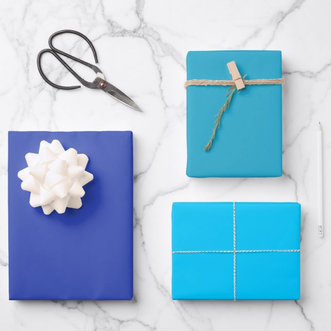 Feuille De Papier Cadeau Balle Violette Simple Teintes Bleu Vivid 3 Tons (Recto)