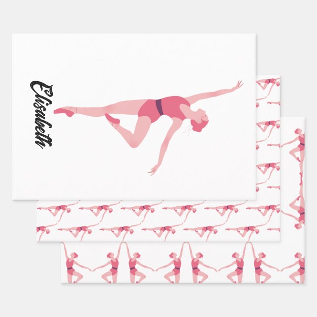 Feuille De Papier Cadeau Ballerina avec personnalisation de nom (Lot)