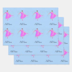 Feuille De Papier Cadeau Ballerina Danseuse Magenta Rosée Rosée Rosée Rosée