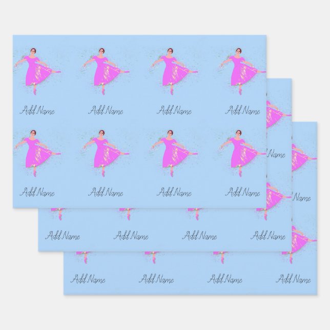 Feuille De Papier Cadeau Ballerina Danseuse Magenta Rosée Rosée Rosée Rosée (Lot)
