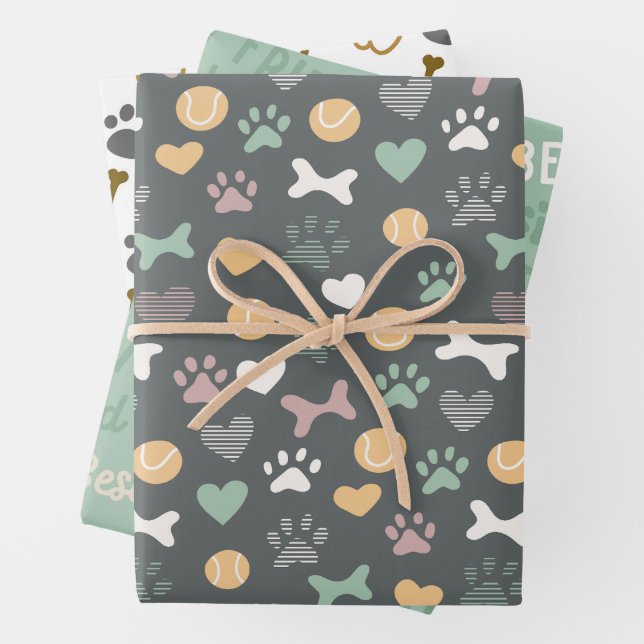 Feuille De Papier Cadeau Balles De Balles Et Meilleur Motif Ami (En situation)