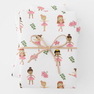 Feuille De Papier Cadeau Ballet Pink Ballerinas Motif dansant