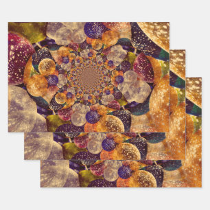 Feuille De Papier Cadeau Balloirs vintages en or violet Kaleidoscope
