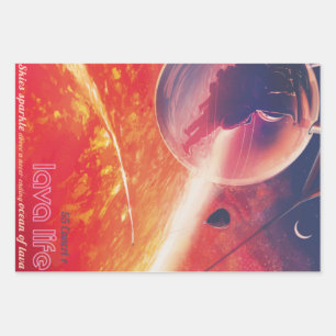 Feuille De Papier Cadeau Ballon à air chaud extrême sur paysage volcanique