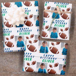 Feuille De Papier Cadeau Ballon de football américain Sports Enfants Annive