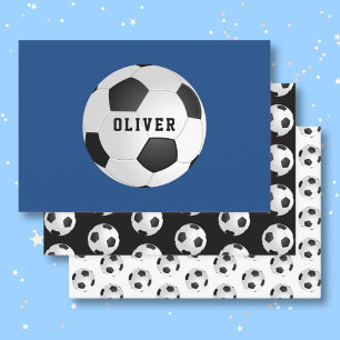 Feuille De Papier Cadeau Ballon de Football Motif Enfants Nom Anniversaire