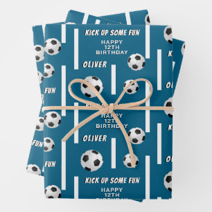 Feuille De Papier Cadeau Ballon de Football Sports Enfants Fête d'Anniversa