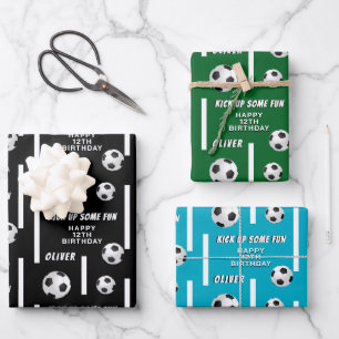 Feuille De Papier Cadeau Ballon de Football Sports Enfants Fête d'Anniversa