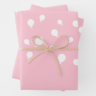 Feuille De Papier Cadeau Ballons blancs sur Pastel Pink