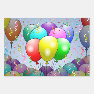 Feuille De Papier Cadeau Ballons & Confetti