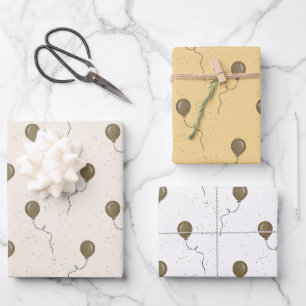 Feuille De Papier Cadeau Ballons d'or volants Anniversaire