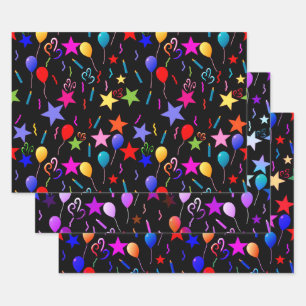 Feuille De Papier Cadeau Ballons et étoiles colorés