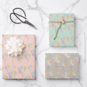 Feuille De Papier Cadeau Ballons mignons fête l'anniversaire