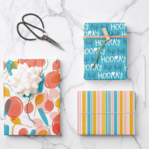 Feuille De Papier Cadeau Balloons d'anniversaire Hip Hip Hourra