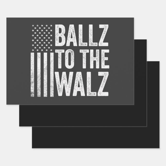 Feuille De Papier Cadeau Ballz aux élections Walz Harris Walz 2024 (Lot)