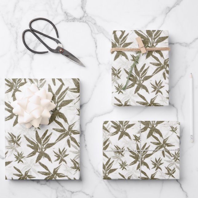 Feuille De Papier Cadeau Bamboo on White Sheers - Seamless surface (Recto)