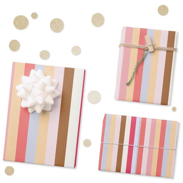 Feuille De Papier Cadeau Bande de bonbons Pastel moderne (Striped pastel gift wrapping paper sheets)