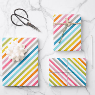 Feuille De Papier Cadeau Bandes arc-en-ciel estivales