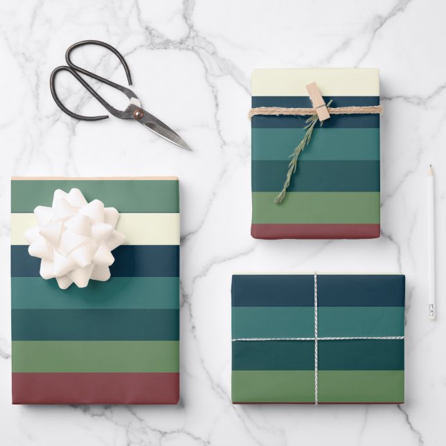 Feuille De Papier Cadeau Bandes de couleurs (Recto)