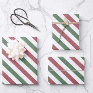 Feuille De Papier Cadeau Bandes de Noël Pastel personnalisées