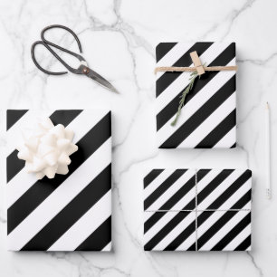 Feuille De Papier Cadeau Bandes Diagonales Noires Et Blanches