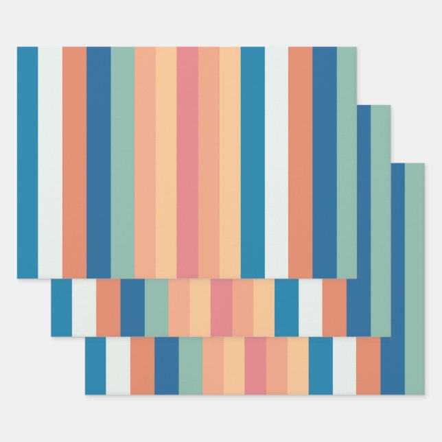 Feuille De Papier Cadeau Bandes d'ombre couleur (Lot)