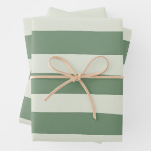 Feuille De Papier Cadeau Bandes inégales - Vert