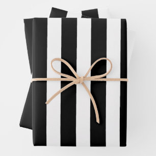 Feuille De Papier Cadeau Bandes noires et blanches